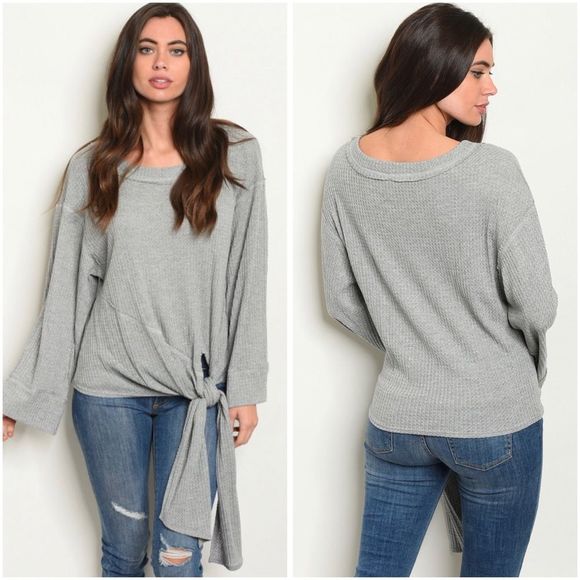 Waffle knit bottom tie top - Picture 1 of 2